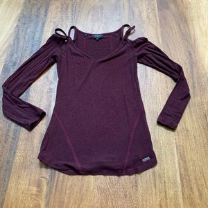 Guess burgundy cold shoulder top